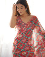 Thumbnail for Jyoti Fashion Women's Maroon Chinon Print with Mirror Work Designer Saree with Blouse - Distacart