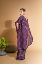Thumbnail for Jyoti Fashion Women's Wine Georgette Sequins Embroidered Designer Saree with Blouse - Distacart