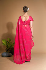 Thumbnail for Jyoti Fashion Women's Pink Georgette Sequins Embroidered Designer Saree with Blouse - Distacart
