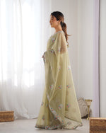 Thumbnail for Jyoti Fashion Women's Pista Green Net Sequins Embroidered Designer Saree with Blouse - Distacart