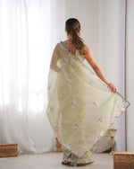 Thumbnail for Jyoti Fashion Women's Pista Green Net Sequins Embroidered Designer Saree with Blouse - Distacart