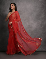 Thumbnail for Jyoti Fashion Women's Red Chiffon Mirror Work Designer Saree with Blouse - Distacart