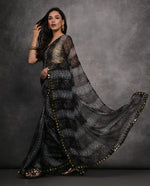 Thumbnail for Jyoti Fashion Women's Grey Chiffon Mirror Work Designer Saree with Blouse - Distacart