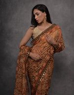 Thumbnail for Jyoti Fashion Women's Brown Chiffon Mirror Work Designer Saree with Blouse - Distacart