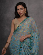 Thumbnail for Jyoti Fashion Women's Sky Blue Chiffon Mirror Work Designer Saree with Blouse - Distacart