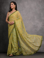 Thumbnail for Jyoti Fashion Women's Mehendi Chiffon Mirror Work Designer Saree with Blouse - Distacart