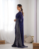 Thumbnail for Jyoti Fashion Women's Navy Blue Georgette Sequins Designer Saree with Blouse - Distacart