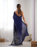 Thumbnail for Jyoti Fashion Women's Navy Blue Georgette Sequins Designer Saree with Blouse - Distacart