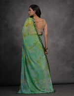 Thumbnail for Jyoti Fashion Women's Green Chiffon Print with Mirror Work Designer Saree with Blouse - Distacart