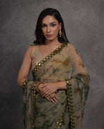 Thumbnail for Jyoti Fashion Women's Grey Chiffon Print with Mirror Work Designer Saree with Blouse - Distacart