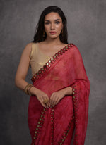 Thumbnail for Jyoti Fashion Women's Pink Chiffon Print with Mirror Work Designer Saree with Blouse - Distacart