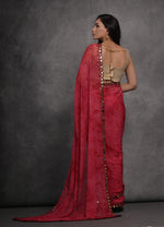 Thumbnail for Jyoti Fashion Women's Pink Chiffon Print with Mirror Work Designer Saree with Blouse - Distacart