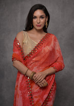 Thumbnail for Jyoti Fashion Women's Red Chiffon Print with Mirror Work Designer Saree with Blouse - Distacart