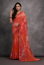 Thumbnail for Jyoti Fashion Women's Red Chiffon Print with Mirror Work Designer Saree with Blouse - Distacart