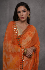 Thumbnail for Jyoti Fashion Women's Orange Chiffon Print with Mirror Work Designer Saree with Blouse - Distacart