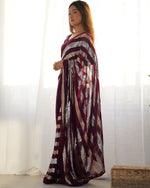 Thumbnail for Jyoti Fashion Women's Wine Georgette Sequins Designer Saree with Blouse - Distacart