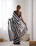 Thumbnail for Jyoti Fashion Women's Navy Blue Georgette Sequins Designer Saree with Blouse - Distacart