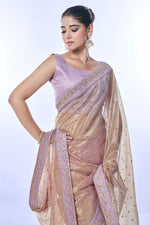 Thumbnail for Jyoti Fashion Women's Purple Net Sequins Embroidered Designer Saree with Blouse - Distacart