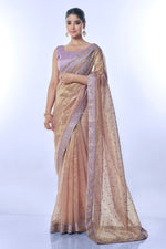Thumbnail for Jyoti Fashion Women's Purple Net Sequins Embroidered Designer Saree with Blouse - Distacart