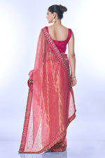 Thumbnail for Jyoti Fashion Women's Pink Net Sequins Embroidered Designer Saree with Blouse - Distacart