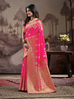 Thumbnail for Jyoti Fashion Women's Pink Soft Lichi Silk Jacquard Traditional Saree with Blouse - Distacart
