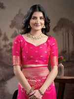Thumbnail for Jyoti Fashion Women's Pink Soft Lichi Silk Jacquard Traditional Saree with Blouse - Distacart