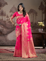 Thumbnail for Jyoti Fashion Women's Pink Soft Lichi Silk Jacquard Traditional Saree with Blouse - Distacart
