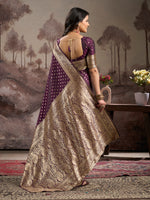 Thumbnail for Jyoti Fashion Women's Wine Soft Lichi Silk Jacquard Traditional Saree with Blouse - Distacart