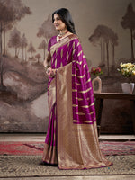Thumbnail for Jyoti Fashion Women's Purple Soft Lichi Silk Jacquard Traditional Saree with Blouse - Distacart