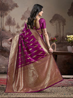 Thumbnail for Jyoti Fashion Women's Purple Soft Lichi Silk Jacquard Traditional Saree with Blouse - Distacart