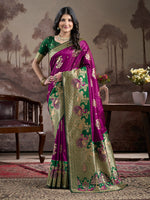 Thumbnail for Jyoti Fashion Women's Purple Soft Lichi Silk Jacquard Traditional Saree with Blouse - Distacart