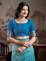 Thumbnail for Jyoti Fashion Women's Sky Blue Soft Lichi Silk Jacquard Traditional Saree with Blouse - Distacart