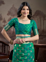 Thumbnail for Jyoti Fashion Women's Green Soft Lichi Silk Jacquard Traditional Saree with Blouse - Distacart