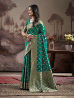 Thumbnail for Jyoti Fashion Women's Green Soft Lichi Silk Jacquard Traditional Saree with Blouse - Distacart