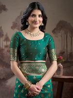 Thumbnail for Jyoti Fashion Women's Green Soft Lichi Silk Jacquard Traditional Saree with Blouse - Distacart