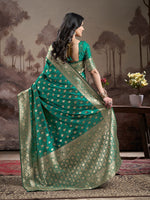 Thumbnail for Jyoti Fashion Women's Green Soft Lichi Silk Jacquard Traditional Saree with Blouse - Distacart
