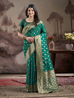 Thumbnail for Jyoti Fashion Women's Green Soft Lichi Silk Jacquard Traditional Saree with Blouse - Distacart