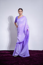 Thumbnail for Jyoti Fashion Women's Violet Georgette Sequins Embroidered Designer Saree with Blouse - Distacart