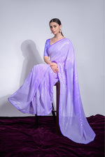 Thumbnail for Jyoti Fashion Women's Violet Georgette Sequins Embroidered Designer Saree with Blouse - Distacart