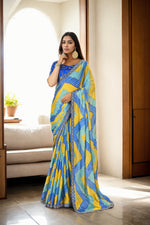 Thumbnail for Jyoti Fashion Women's Multicolor Chinon Bandhani Print with Embroidered Saree with Blouse - Distacart