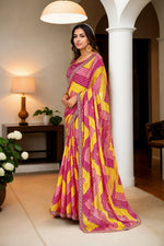 Thumbnail for Jyoti Fashion Women's Multicolor Chinon Bandhani Print with Embroidered Saree with Blouse - Distacart