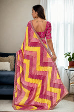 Thumbnail for Jyoti Fashion Women's Multicolor Chinon Bandhani Print with Embroidered Saree with Blouse - Distacart