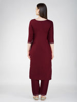 Thumbnail for Jyoti Fashion Women's Maroon Cotton Blend Sequins Embroidered Kurta Set - Distacart