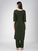 Thumbnail for Jyoti Fashion Women's Bottle Green Cotton Blend Sequins Embroidered Kurta Set - Distacart