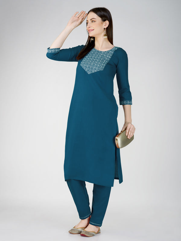 Jyoti Fashion Women's Morpeach Cotton Blend Sequins Embroidered Kurta Set - Distacart