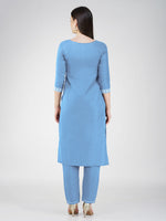 Thumbnail for Jyoti Fashion Women's Sky Blue Cotton Blend Sequins Embroidered Kurta Set - Distacart
