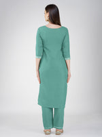 Thumbnail for Jyoti Fashion Women's Teal Cotton Blend Sequins Embroidered Kurta Set - Distacart