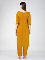 Thumbnail for Jyoti Fashion Women's Mustard Cotton Blend Sequins Embroidered Kurta Set - Distacart