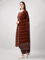 Thumbnail for Jyoti Fashion Women's Maroon Rayon Printed with Embroidered Kurta Set - Distacart