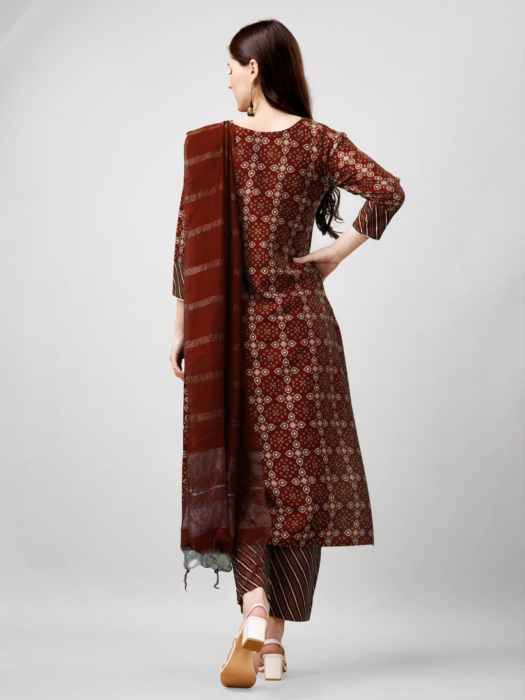 Jyoti Fashion Women's Maroon Rayon Printed with Embroidered Kurta Set - Distacart